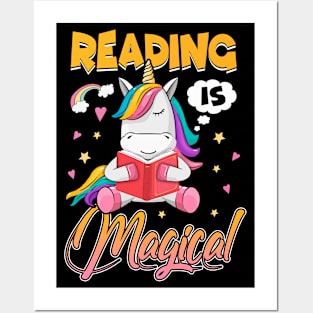 Reading Magical Funny Book Lovers Unicorn Bookworm Readers Posters and Art